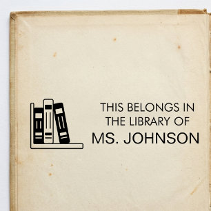 Personalized Teacher Classroom Library Bookish Rubber Stamp