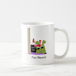 Personalized Teacher Coffee Mug-Cute Frog w/ Ruler Mug