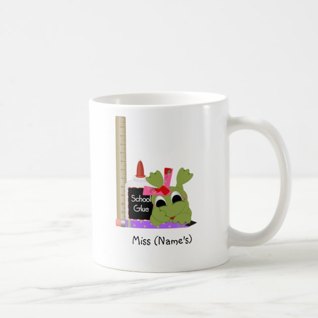 Personalized Teacher Coffee Mug-Cute Frog w/ Ruler Mug (Right)