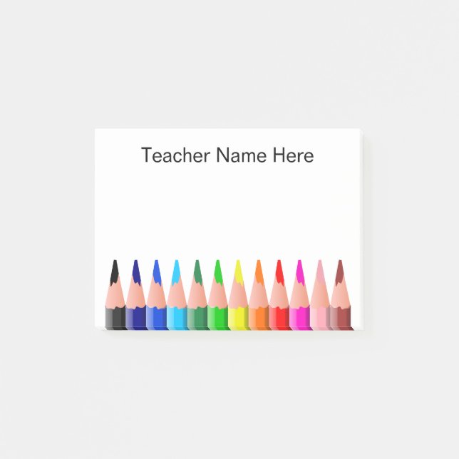 Personalized Teacher Colour Pencils Post-it Notes (Front)