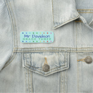 Personalized Teacher Coloured Dots Name Tag