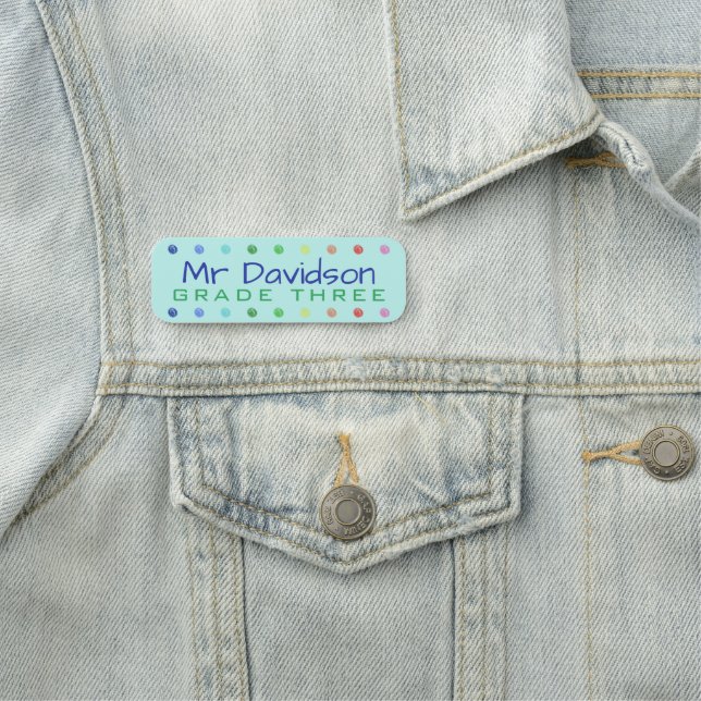 Personalized Teacher Coloured Dots Name Tag (In Situ)