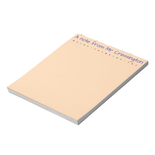 Personalized Teacher Coloured Dots Notepad (Rotated)