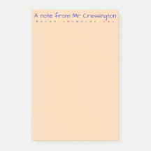Personalized Teacher Coloured Dots Post-it Notes