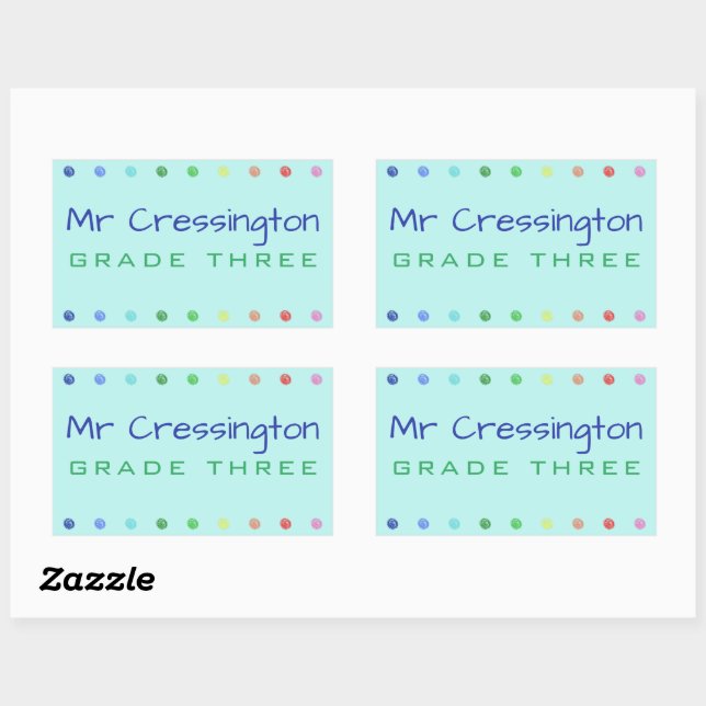 Personalized Teacher Coloured Dots Sticker (Sheet)