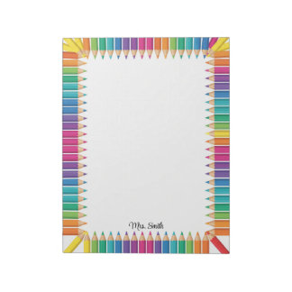 Personalized Teacher Coloured Pencil Frame Notepad