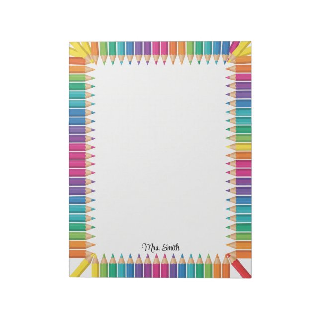 Personalized Teacher Coloured Pencil Frame Notepad (Rotated)