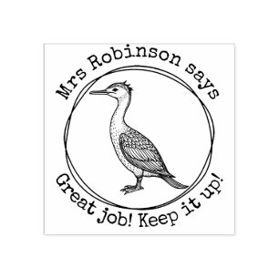 Personalized Teacher Cormorant Great Work Class Rubber Stamp