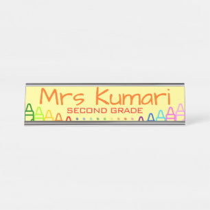 Personalized Teacher Crayon Design Desk Name Plate
