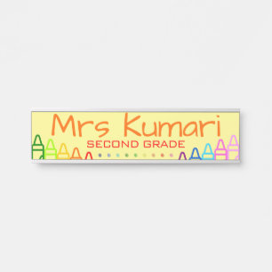 Personalized Teacher Crayon Design Door Sign