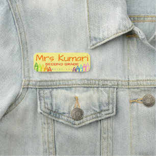 Personalized Teacher Crayon Design Name Tag