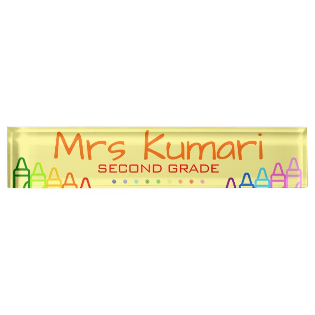 Personalized Teacher Crayon Design Nameplate (Front)