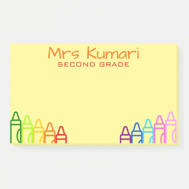 Personalized Teacher Crayon Design Post-It Notes (Front)