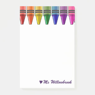 Personalized Teacher Crayon Desk Accessories Post-it Notes