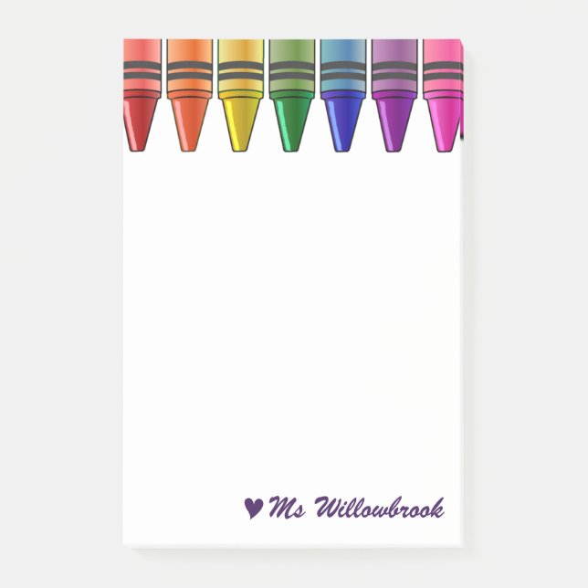 Personalized Teacher Crayon Desk Accessories Post-it Notes (Front)