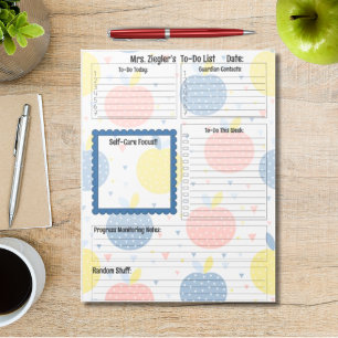 Personalized Teacher Daily To-Do List Apples Notepad