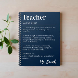 Personalized Teacher Dictionary Definition Navy Notebook