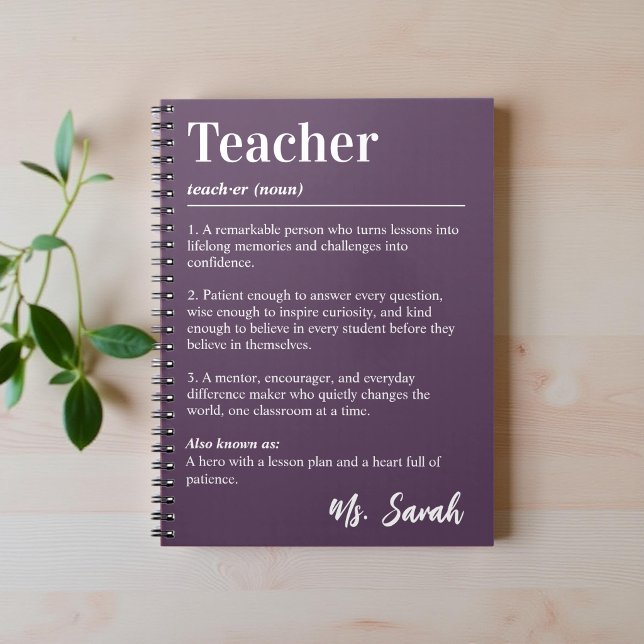 Personalized Teacher Dictionary Definition Purple Notebook (Creator Uploaded)
