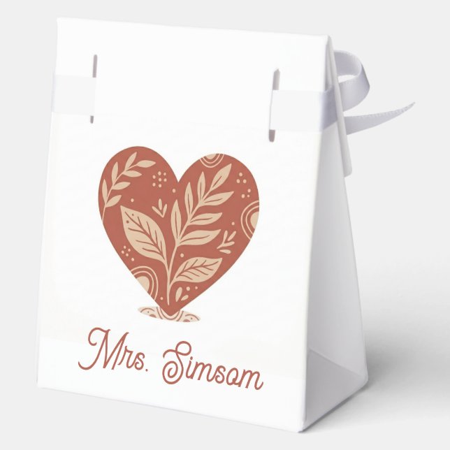 Personalized Teacher Favour Boxes – Red Heart (Back)