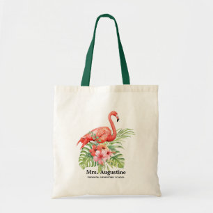 Personalized Teacher Flamingo School Tote Bag