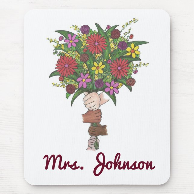Personalized Teacher Flower Bouquet Mousepad (Front)
