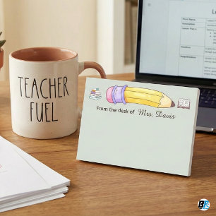 Personalized Teacher From The Desk Of Pencil & Bk Post-it Notes