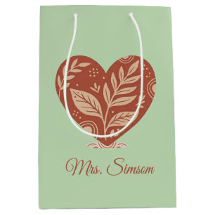 Personalized Teacher Gift Bags Red Heart