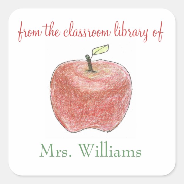 Personalized teacher gift bookplates square sticker (Front)