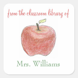 Personalized teacher gift bookplates square sticker