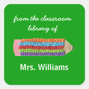 Personalized teacher gift bookplates square sticker