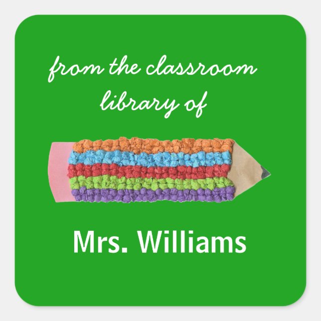 Personalized teacher gift bookplates square sticker (Front)