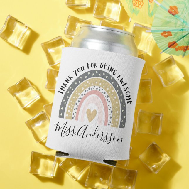 Personalized Teacher Gift, Custom Teacher Can Cooler (In Situ Summer)