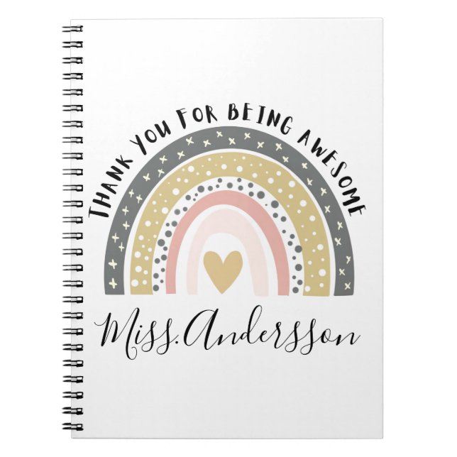 Personalized Teacher Gift, Custom Teacher Gift Notebook (Front)
