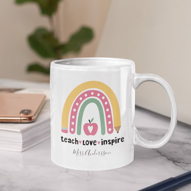 Personalized Teacher Gift, Teach Love Inspire Coffee Mug (Creator Uploaded)