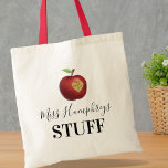 Personalized Teacher Gift Tote Bag<br><div class="desc">Unique teacher gift tote bag featuring your teachers name,  an apple with a heart carved out,  and the words "Thank you".</div>