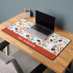 Personalized Teacher Gift Watercolor Pattern  Desk Mat