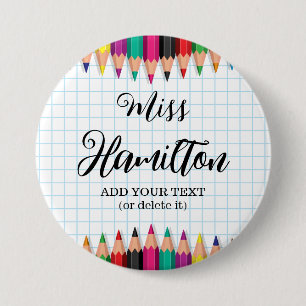 Personalized Teacher Graduation Colourful Pencils 3 Inch Round Button