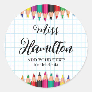 Personalized Teacher Graduation Colourful Pencils Classic Round Sticker