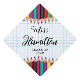 Personalized Teacher Graduation Colourful Pencils Graduation Cap Topper