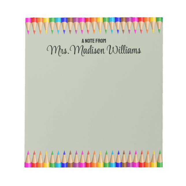 Personalized Teacher Graduation Gift Back 2 School Notepad (Front)