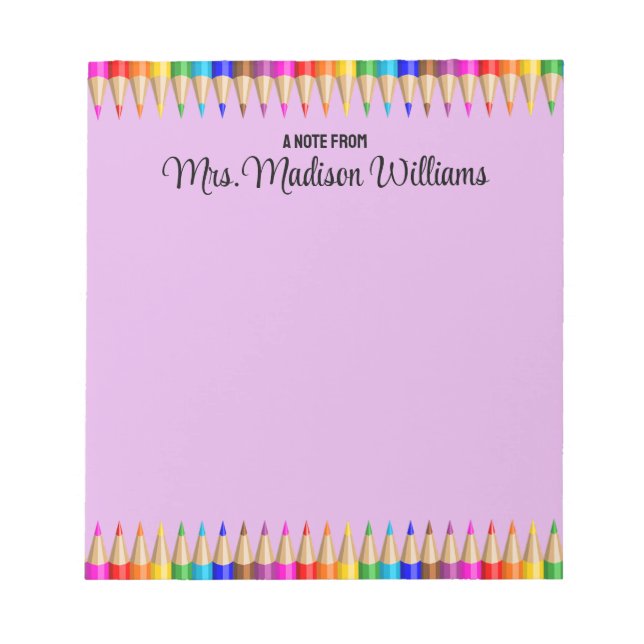 Personalized Teacher Graduation Gift Back 2 School Notepad (Front)