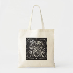 Personalized Teacher Heart Chalkboard Budget Tote  Bag