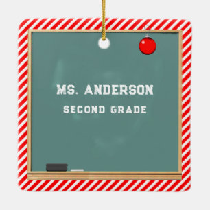 Personalized Teacher Holiday Gift Ceramic Ornament