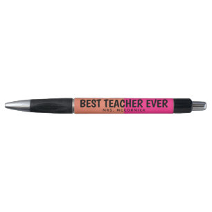 Personalized Teacher Hot Pink Orange Colourful Pen