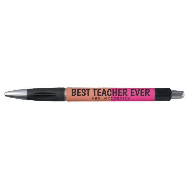 Personalized Teacher Hot Pink Orange Colourful Pen (Front)