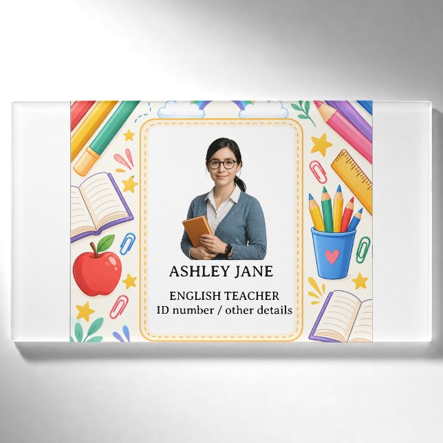 Personalized Teacher ID Badge School Staff (Front)