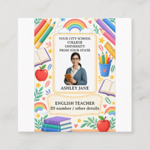 Personalized Teacher ID Badge School Staff Calling Card