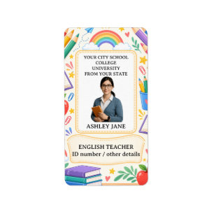 Personalized Teacher ID Badge School Staff Label