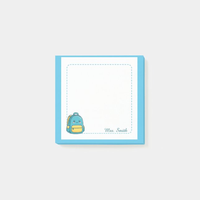 Personalized Teacher Kawaii Backpack Sticky Notes (Front)
