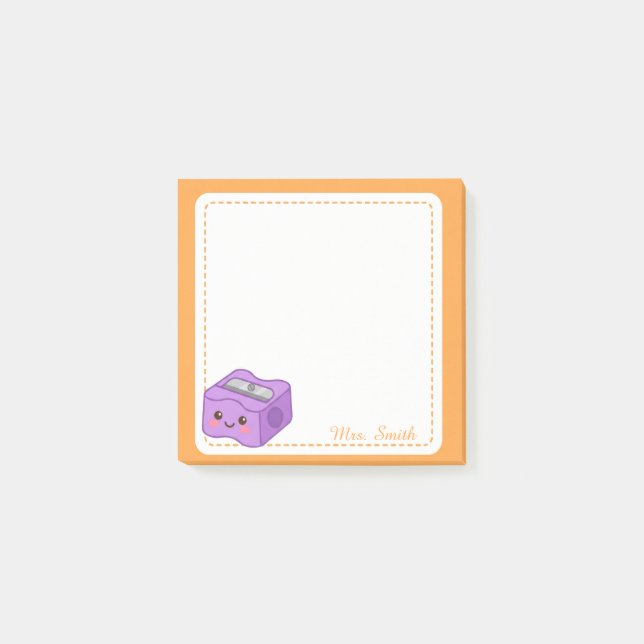 Personalized Teacher Kawaii Sharpener Sticky Post-it Notes (Front)